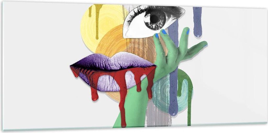 Bilder auf glas - Abstraktion modern - 120x50cm - Glasbilder - Wandbilder - Kunstdruck - zum Aufhängen bereit - Wanddekoration aus Glas - Glas Bil...