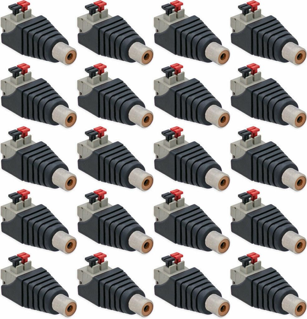 20x Cinch RCA-Buchse Adapter auf Terminal Block 2 Pin Druck Klemmen Kabel Verstärker