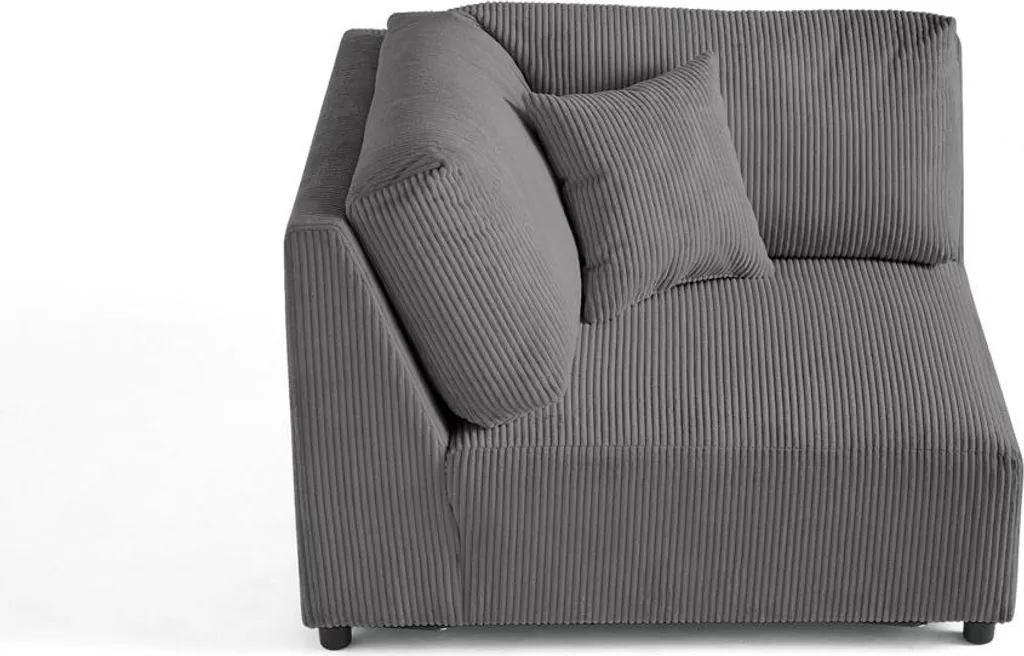 Module d'angle réversible Garance en velours côtelé gris anthracite