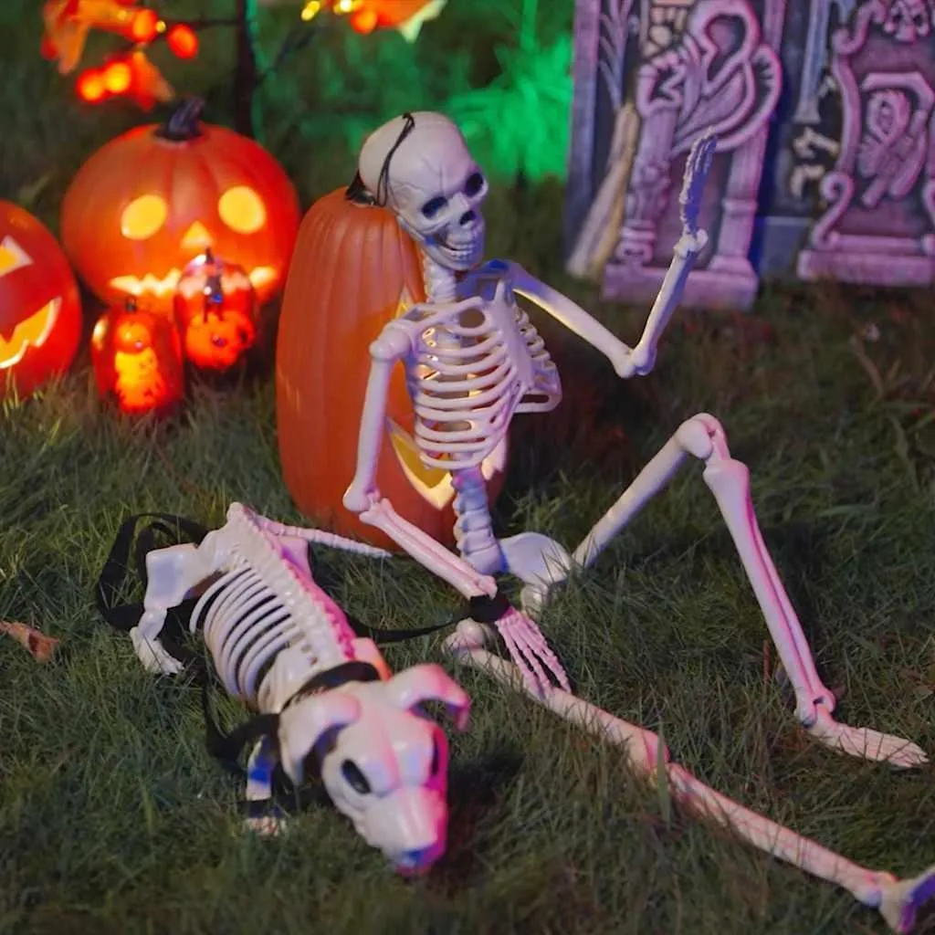 Squelette Halloween 2 pcs robuste en polypropylène pour une déco durable