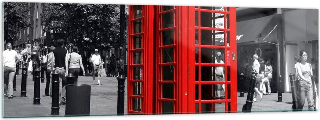 Bilder auf glas - Großbritannien London Telefon Straße - 160x50cm - Glasbilder - Wandbilder - Kunstdruck - Wanddekoration aus Glas - Glas Bilder ...