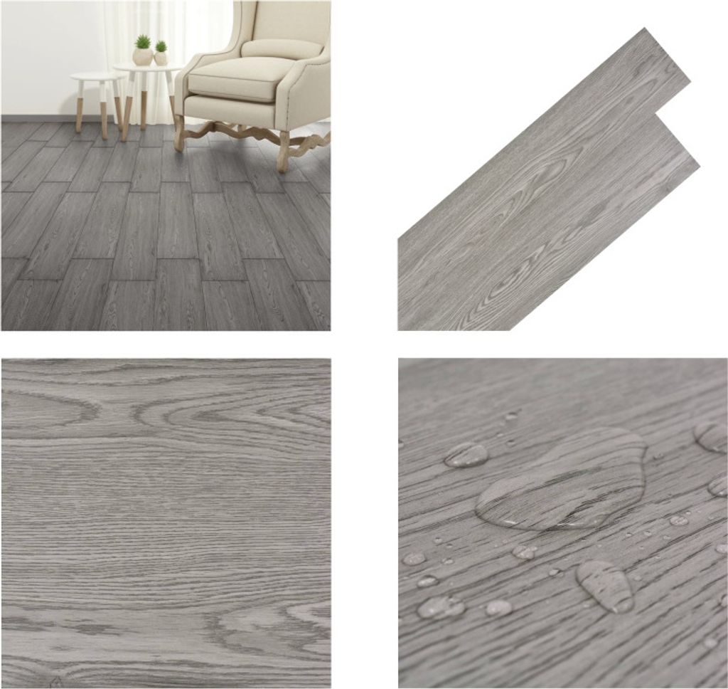 vidaXL PVC Fliesen Selbstklebend 5,21 m² 2 mm Dunkelgrau - PVC Bodenbelag - PVC Dielen - PVC Laminat - Laminatfußboden