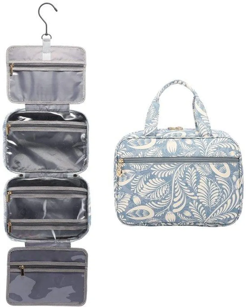 Grande trousse de toilette étanche bleue avec crochet 360° gain de place