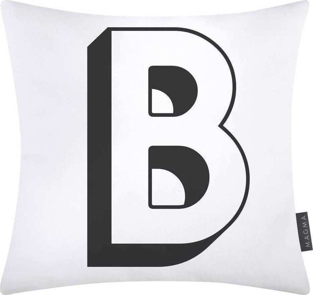 Magma Kissenhülle Buchstabe Buchstaben Weiß 100% Baumwolle Reißverschluss Kissenbezug Dekokissen Sofakissen Zierkissen 40x40 cm Weiß