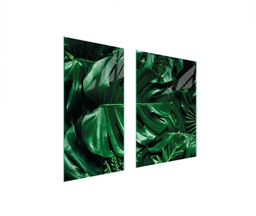 Set 2 Copri Piano Cottura 75x52 Monstera Verde - Idea Regalo Casa