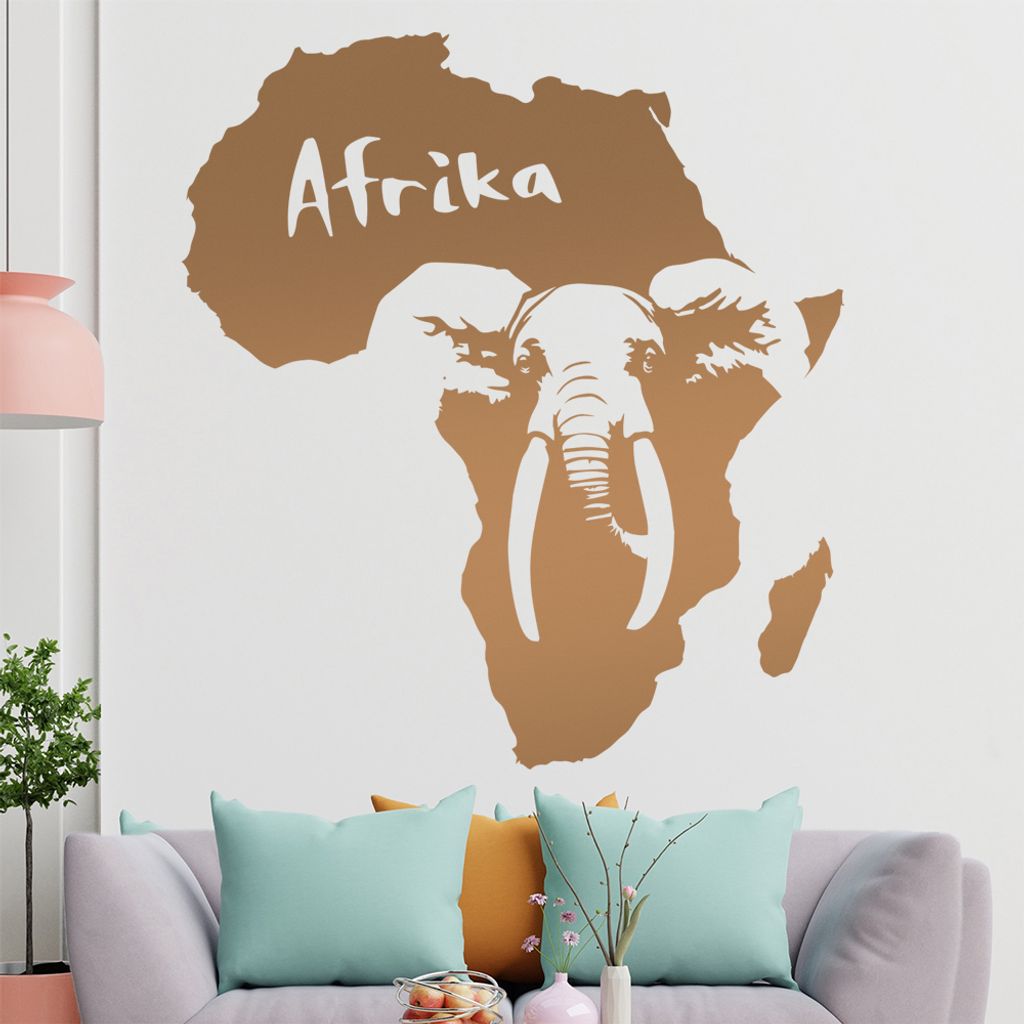 KIWISTAR Elefant u. Schriftzug Afrika Wandtattoo in 6 Größen - Wandaufkleber Wall Sticker - Dekoration, Küche, Wohnzimmer, Schlafzimmer, Badezimmer