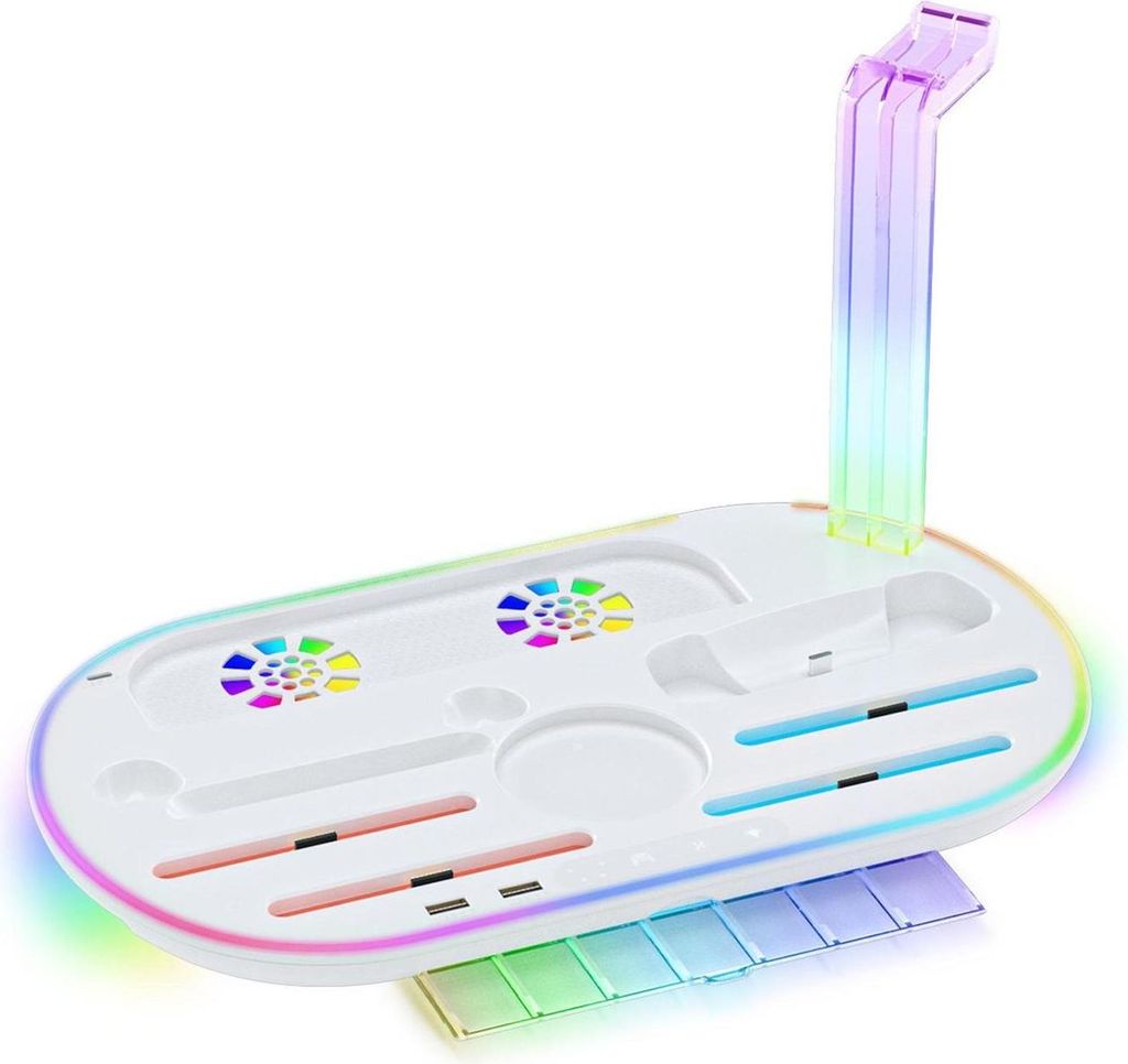 Für Nintendo Switch 2 RGB-Licht-Ladestation Kühlfunktion Aufbewahrungsbasis Weiß