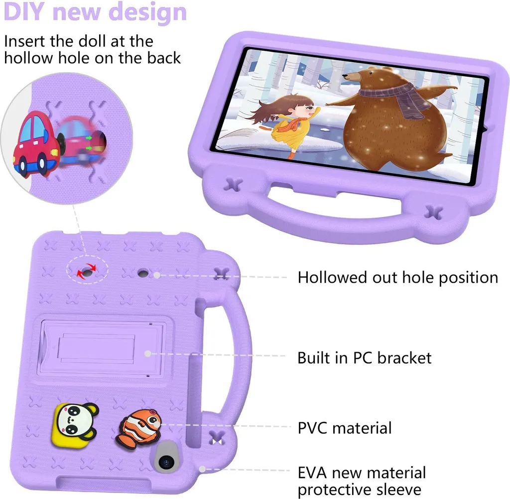 Simpatica Custodia Viola per Bambini Huawei MediaPad M5 Lite 8.0 - 5