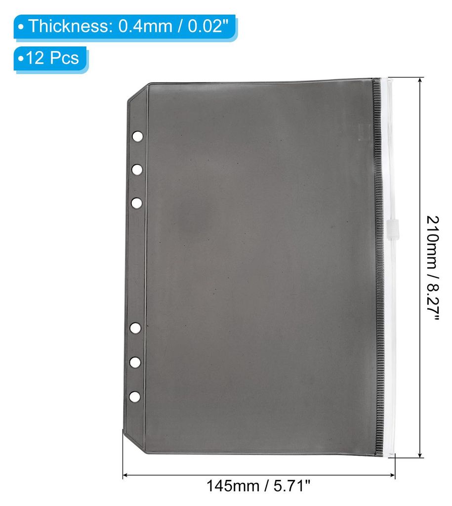 A5 Bindetasche 12 Pack PVC Rei?verschluss 6 L?cher Binder Tasche Mappen Dokument Wasserdicht Ablage Lagerung Lose Blatt Taschen fš¹r 6-Ring Buchb...