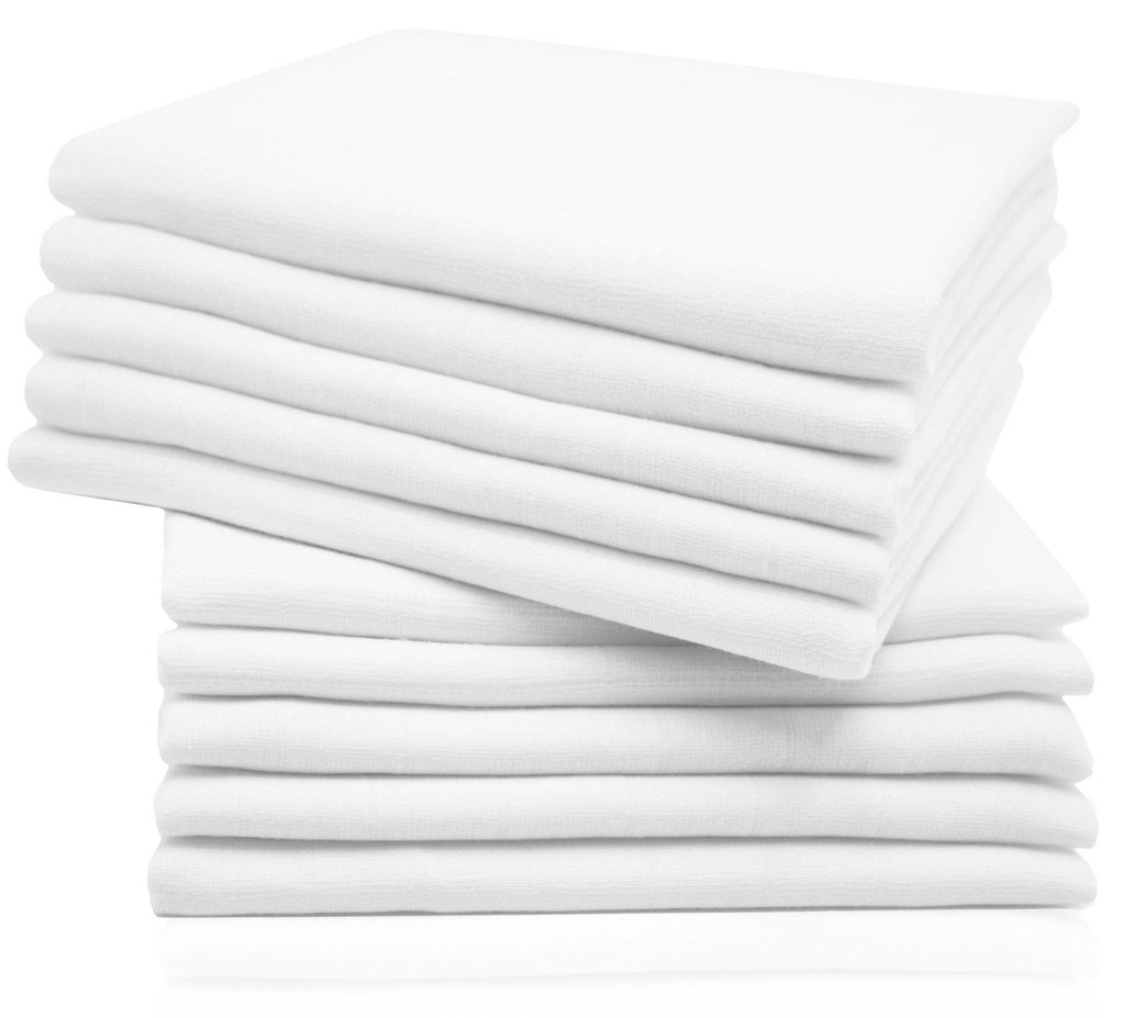 10er Set Spucktücher, 100% Baumwolle, 70x70 cm, weiß Produktbild 