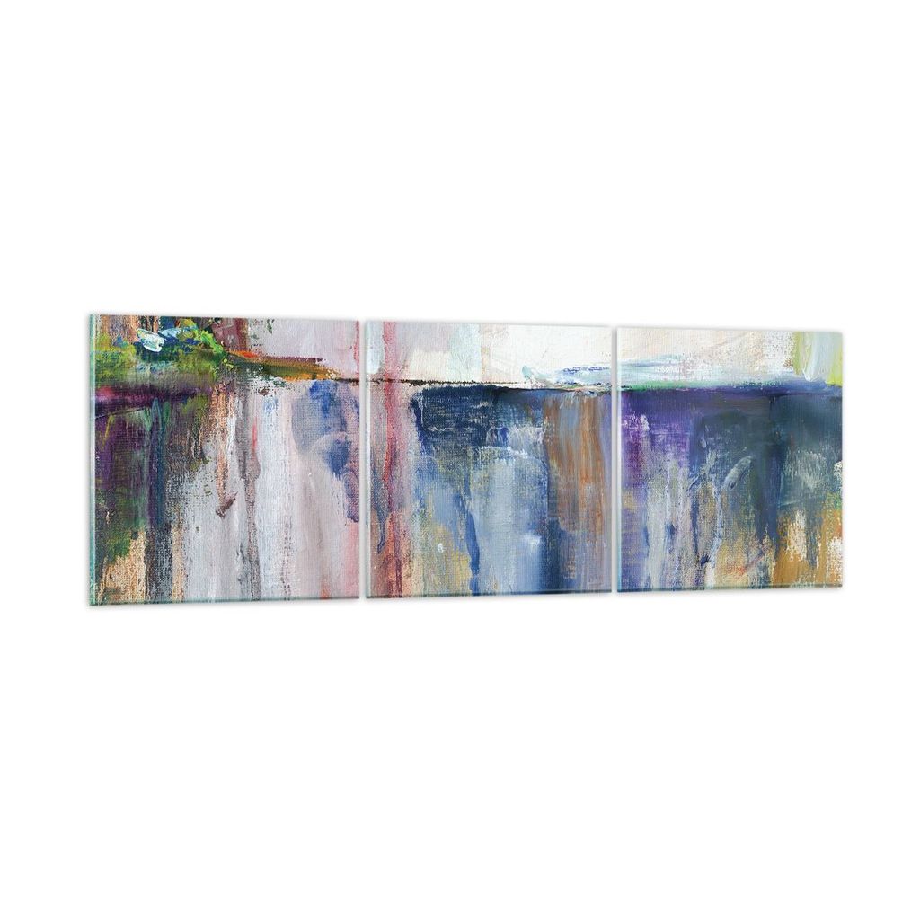 Bilder auf glas - 3 Teile - Abstraktion Farben Öl - 150x50cm - Glasbilder - Wandbilder - Bilder - zum Aufhängen bereit - Wanddekoration aus Glas ...