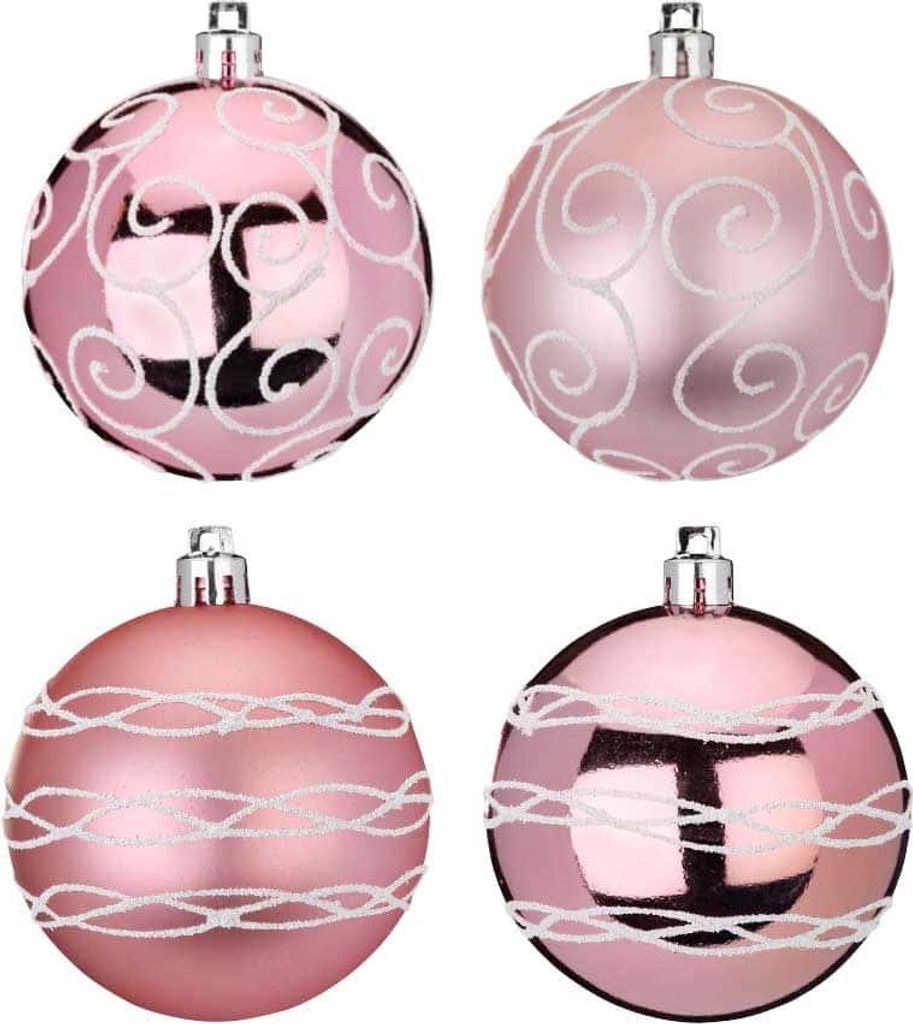 Weihnachtskugeln Kunststoff 8 cm Rosa-Mix 4-fach sortiert