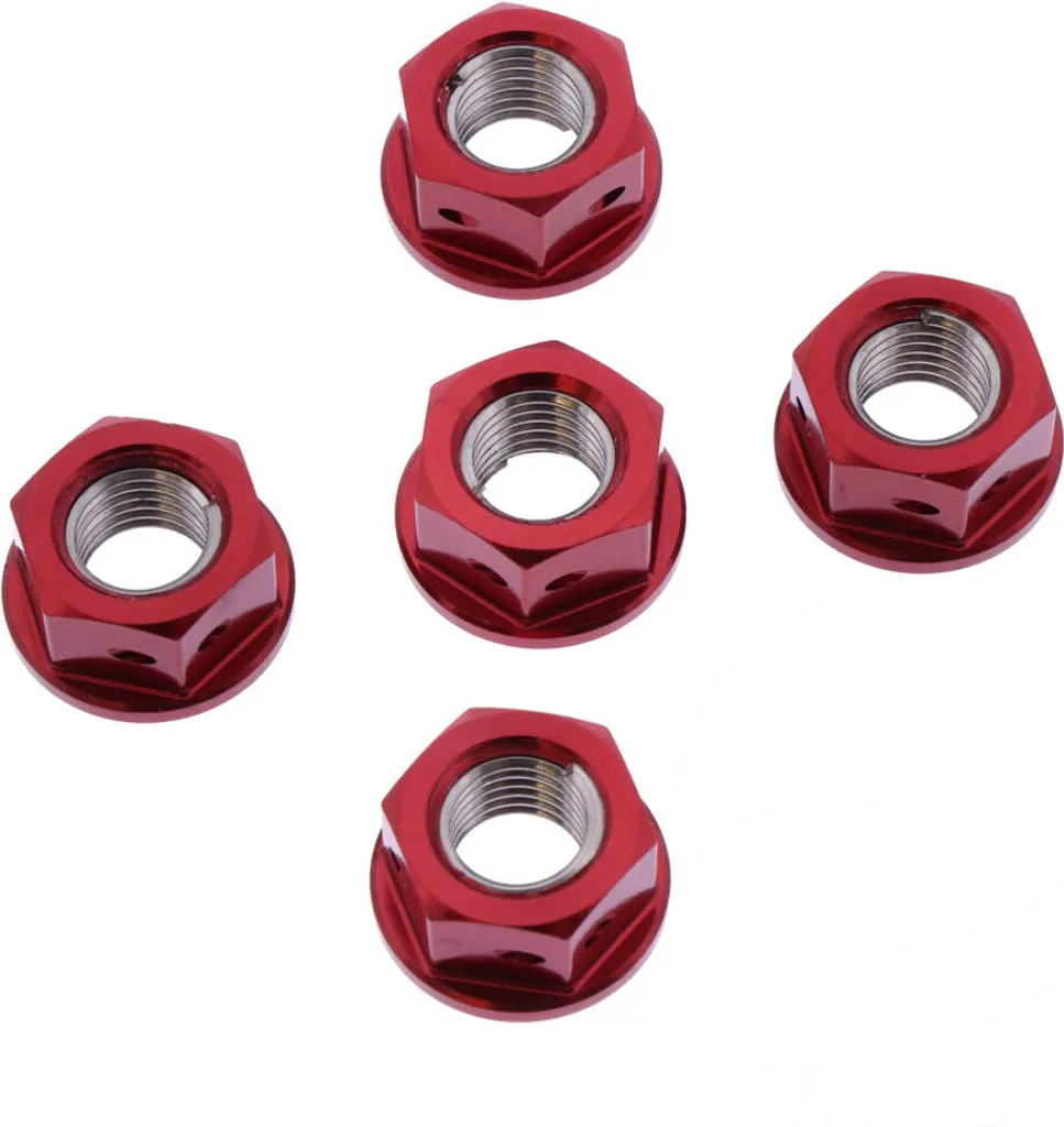 Écrous couronnes M10x1,25 mm JMP aluminium rouge pour visserie moto