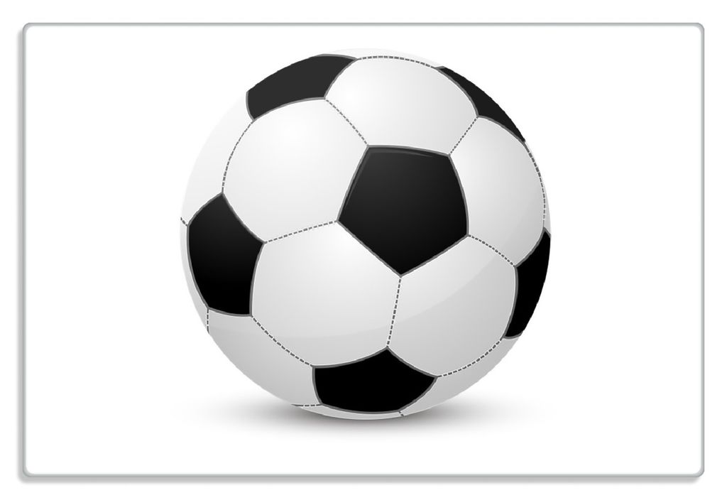 Wallario Frühstücksbrettchen aus Glas 20 x 30 cm mit rutschfesten Füßen, Motiv Fußball klassisch vor weißem Hintergrund