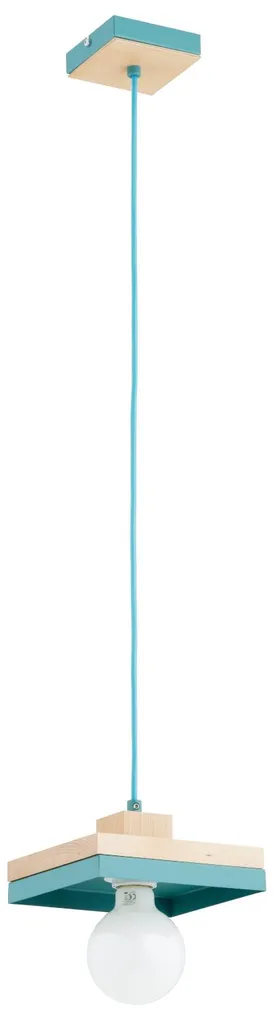 Suspension MIKO Alfa en bois bleu turquoise 1xE27 90cm design scandinave