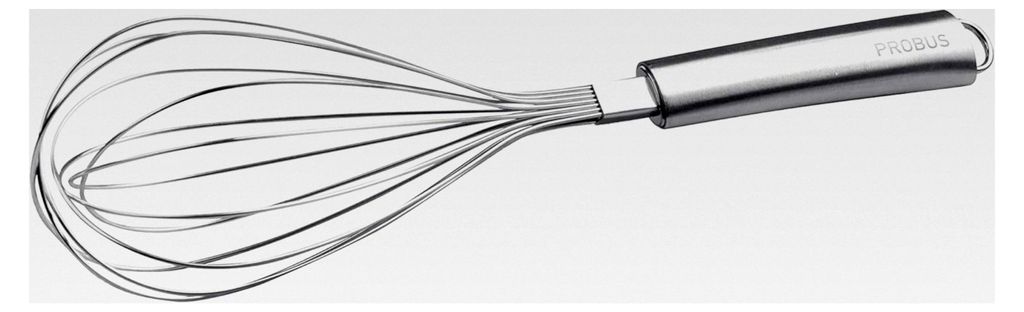 Schneebesen 32 cm, Rührbesen aus Edelstahl mit ergonomischem Griff, spülmaschinenfest, aufhängbar, Ø Ballon ca. 6 cm, Menge: 1 Stück