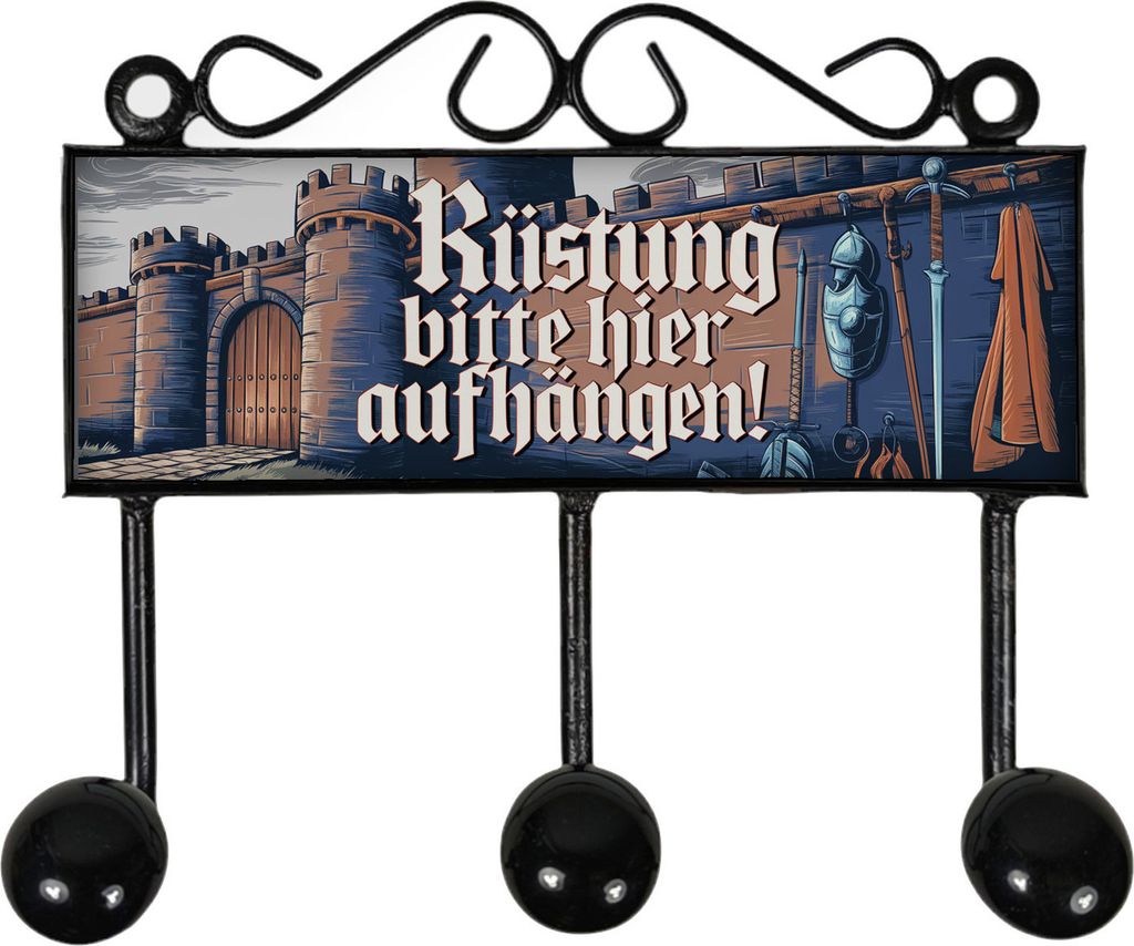 Rüstung Bitte Hier Aufhängen Kleiderhaken Leiste mit 3 Haken mit
