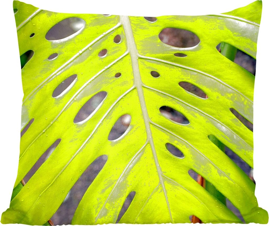 MuchoWow Zierkissen Sofakissen Wohnzimmer Dekokissen 50x50 cm Großes botanisches Blatt der Lochpflanze - Komfort - Sofakissen