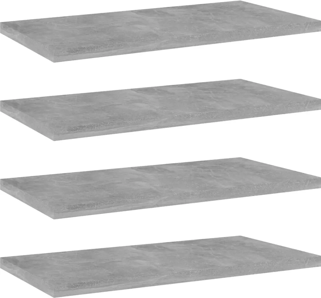 4x Planches bibliothèque gris béton 40x20x1,5 cm - Rangement mural