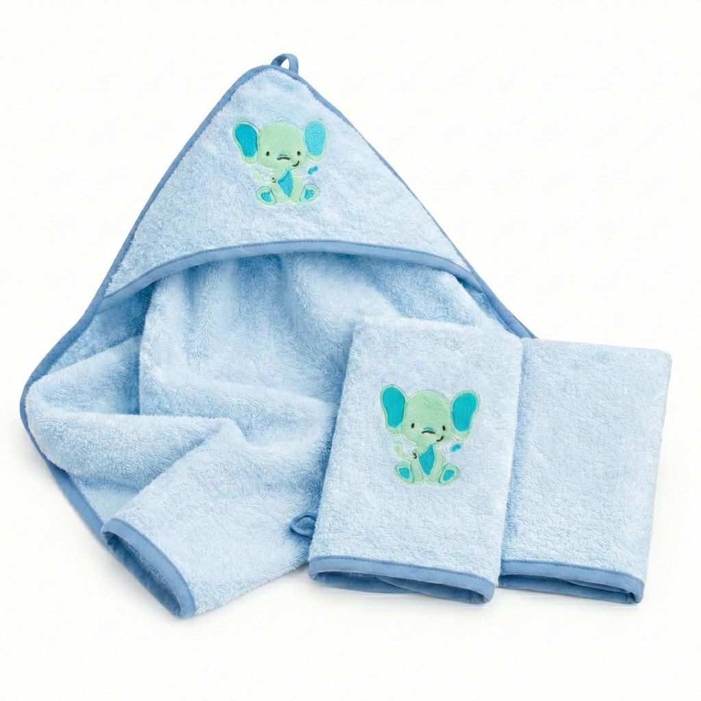 Baby Kapuzenhandtuch 80x80cm aus 100% Baumwolle - Weiches Babyhandtuch mit süßem Tiermotiv bestickt