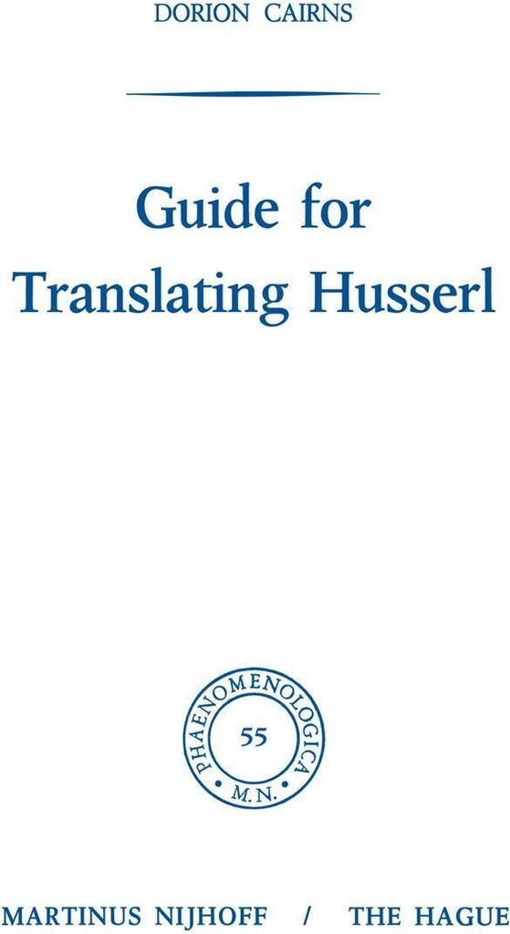 Guide for Translating Husserl