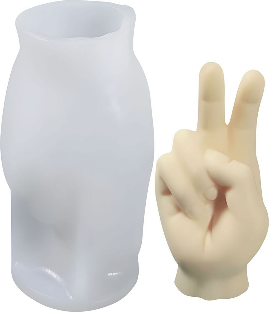 Silikon Kerzenform Seifen Gussform, Hand Peace finger, 125 x 68 x 53 mm, 135 ml