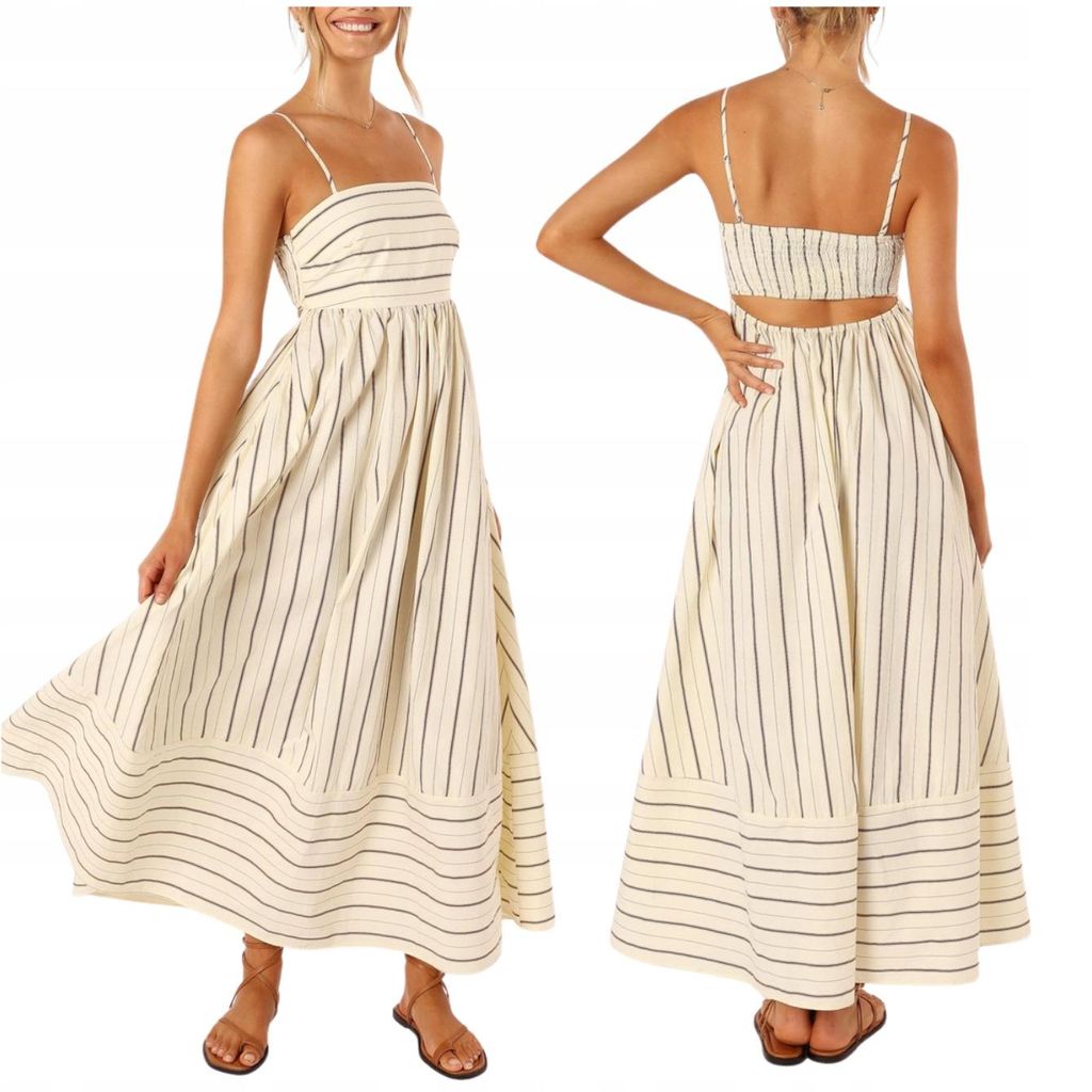 Vestito Lungo Donna - Abito Estivo a Righe - Copricostume Immagine del prodotto 