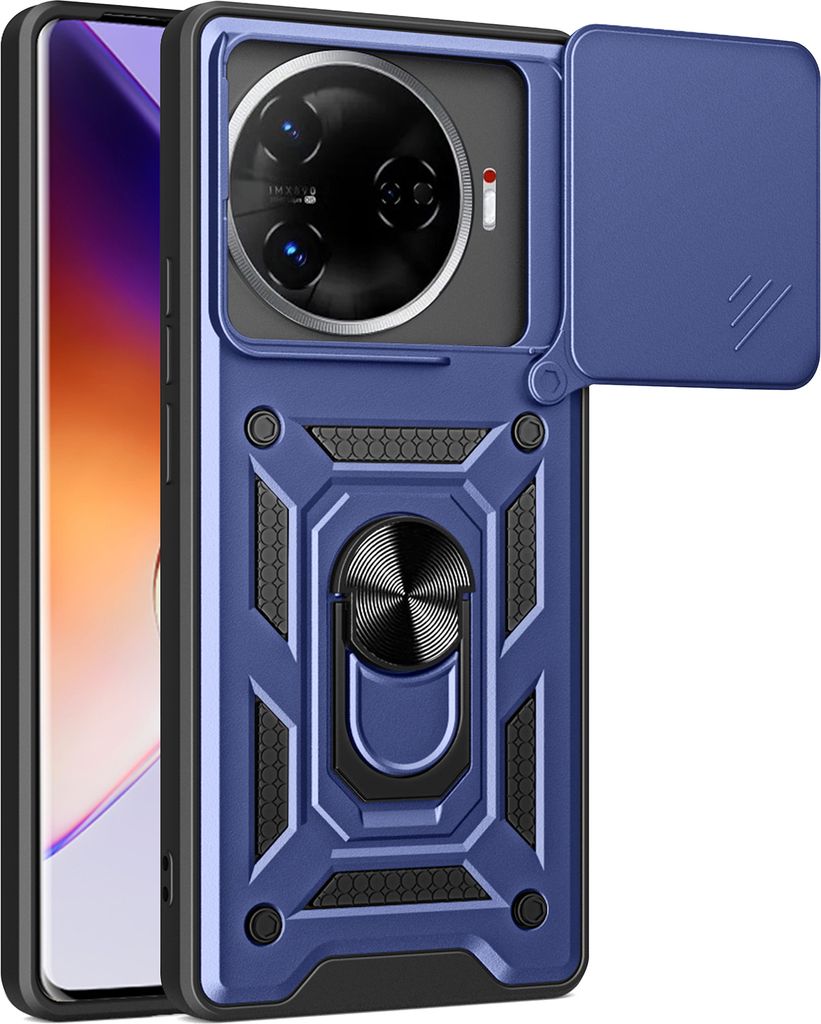 Hülle für Tecno Camon 30 Pro Magnetische Ring Ständer Halter Dia Kameraschutz TPU Bumper Silikon Schutzhülle Blau