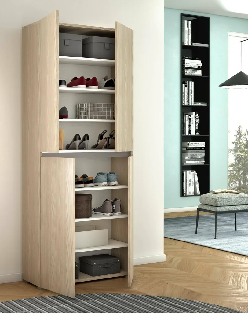 Armoire de rangement multi-usage Arro 80 cm Orme Brun avec 7 étagères - 4