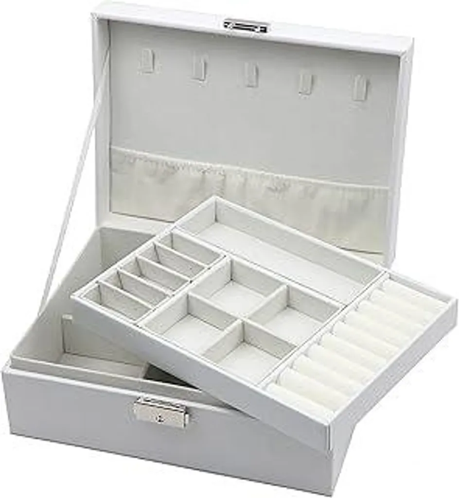 Portagioie Homeanda in Pelle con Serratura - Bianco Elegante Grande