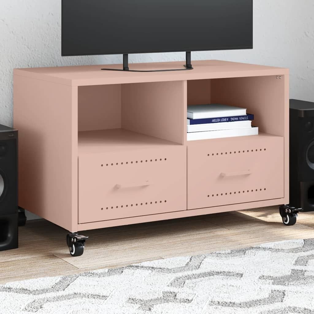 Industrie-Stil TV-Schrank Rosa 68x39x43,5 cm Kaltgewalzter Stahl TV Board Fernsehschrank2024 cloris