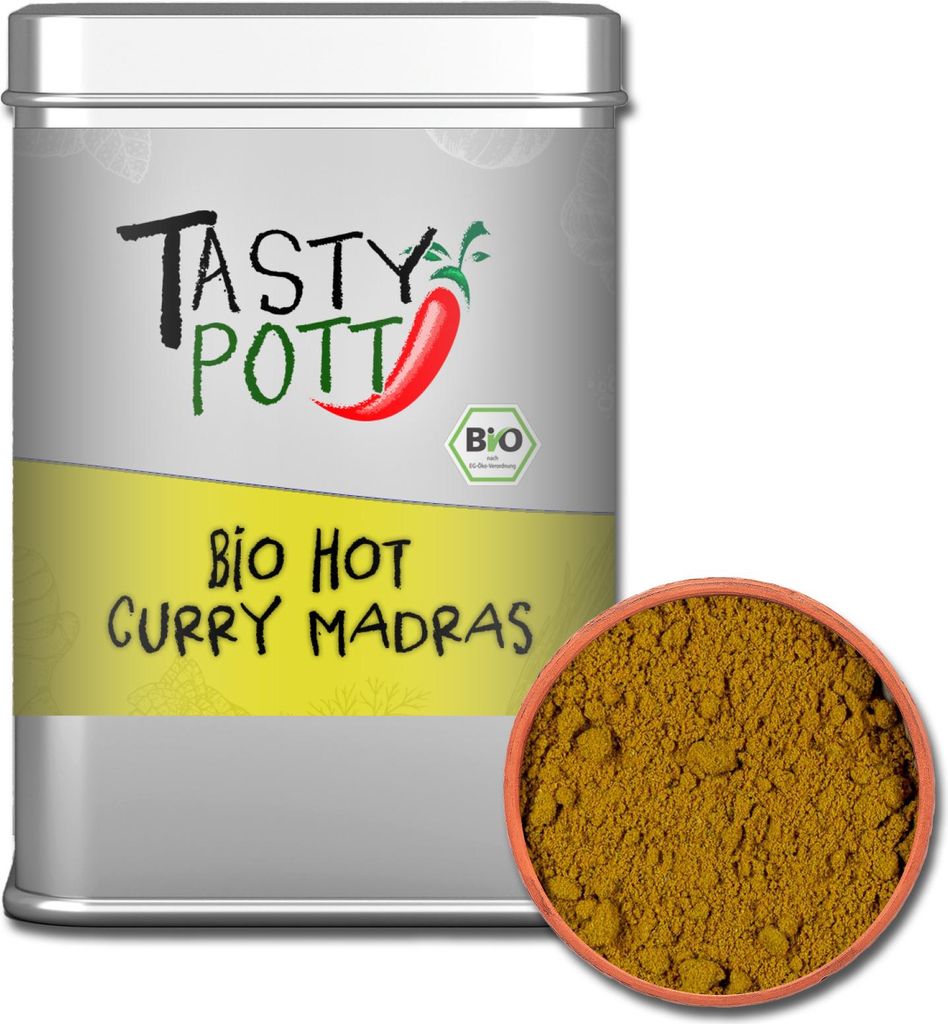 Hot Curry Madras - Madras Curry Gewürz (scharf) - 100g Dose Tasty Pott