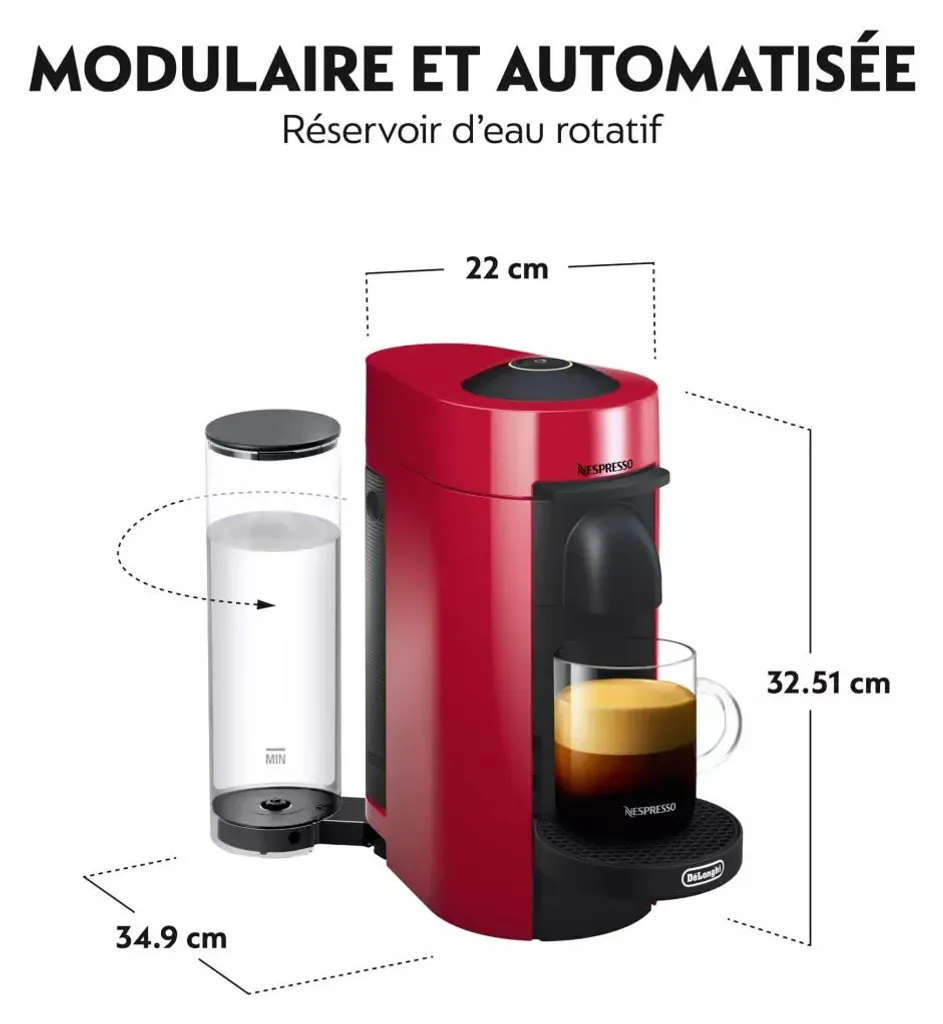 Machine à Café Vertuo Plus Nespresso Rouge 1,2L - Cafetière Capsules - 7