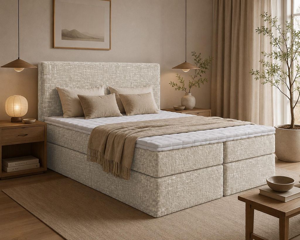 Doppelbett TOCCA Bett mit Chenille-Bezug Boxspringbett mit Produktbild 