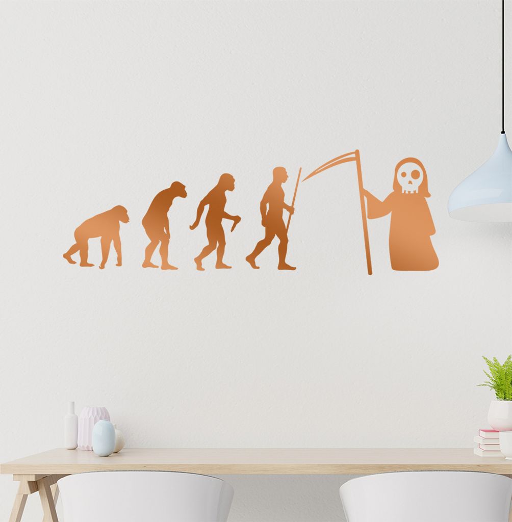 Sensenmann Tod Evolution Wandtattoo Wandaufkleber Wall Sticker - Dekoration, Küche, Wohnzimmer, Schlafzimmer, Badezimmer