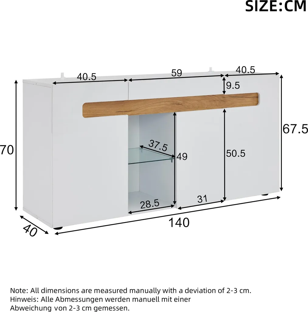 Buffet moderne blanc 140cm : optimisez votre espace avec élégance LED - 8