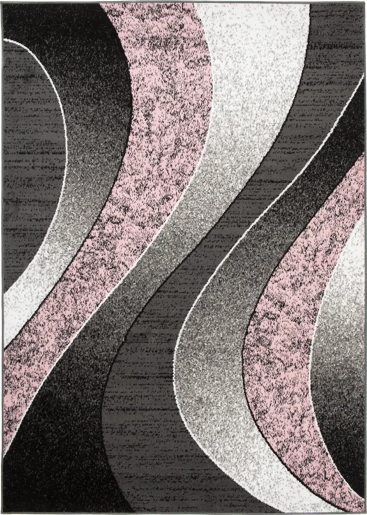 Tapis DREAM Moderne Salon Gris Noir Rose 300x400 cm - Design XXL Élégant