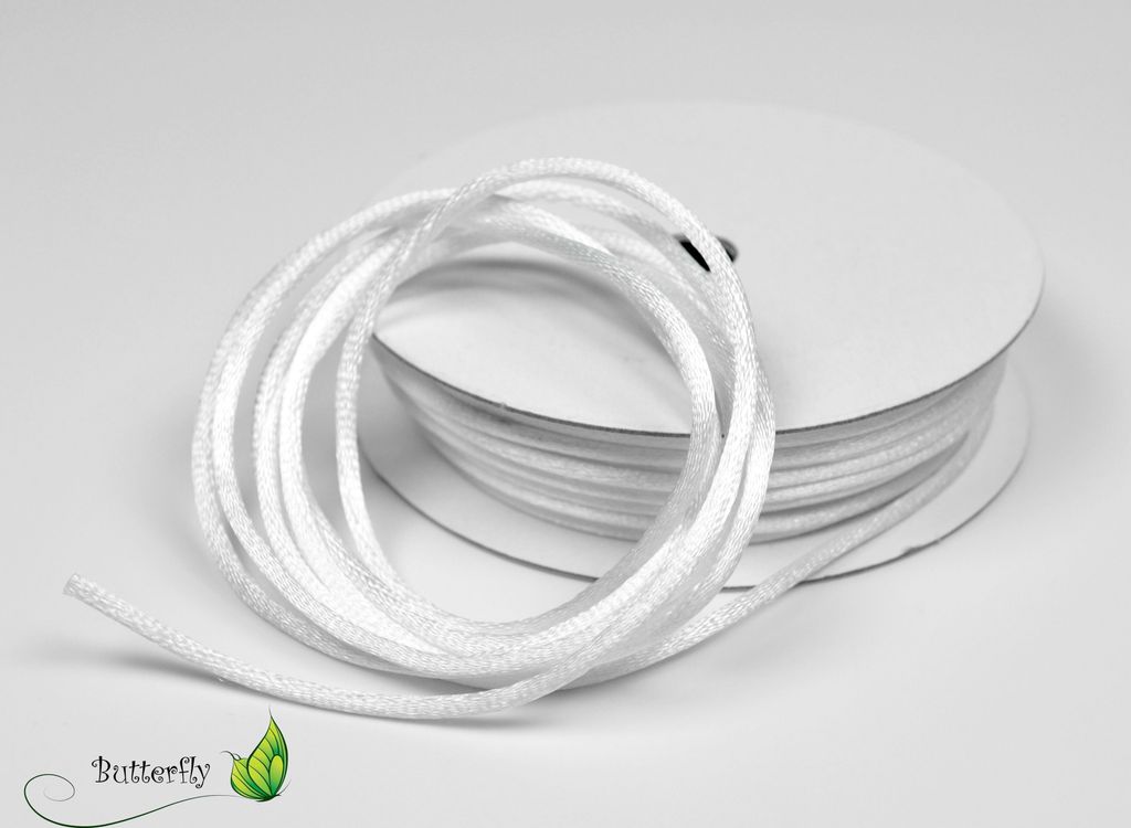 10m Rolle Flechtkordel Satin 2mm, Farbe:weiß 029 Produktbild 