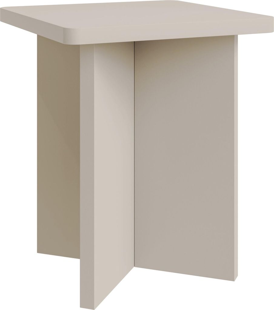 Selsey Qubeo – Couchtisch 42 cm, quadratisch mit Kreuzgestell, Kaschmirgrau