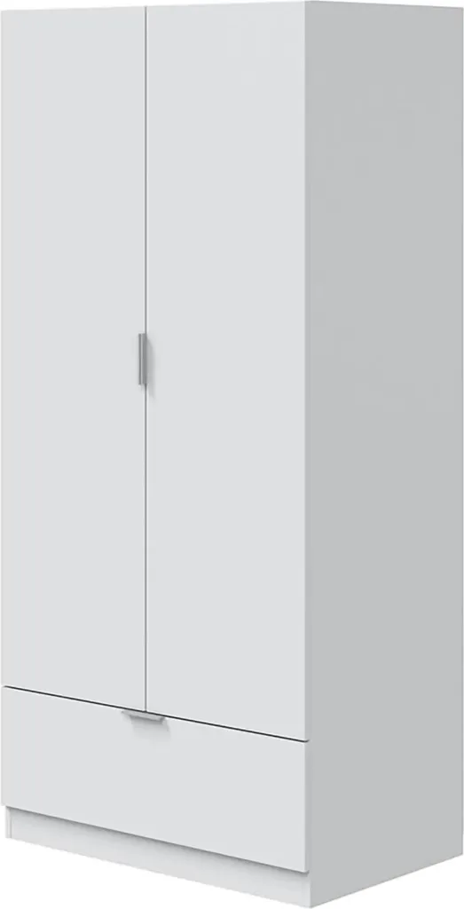 Armoire compacte 2 portes Budoia 80x170 cm meuble blanc avec étagère