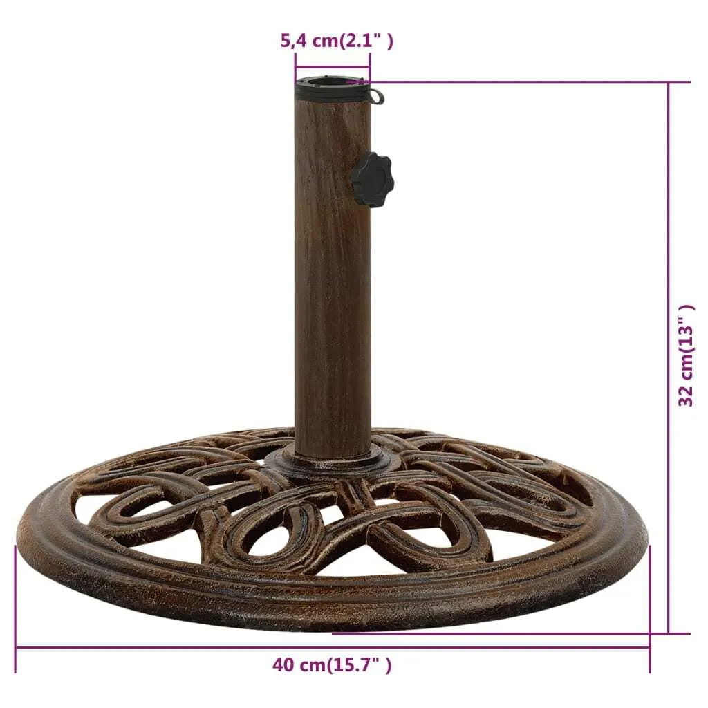 Support parasol terrasse en fonte bronze 40x40 cm fixation solide