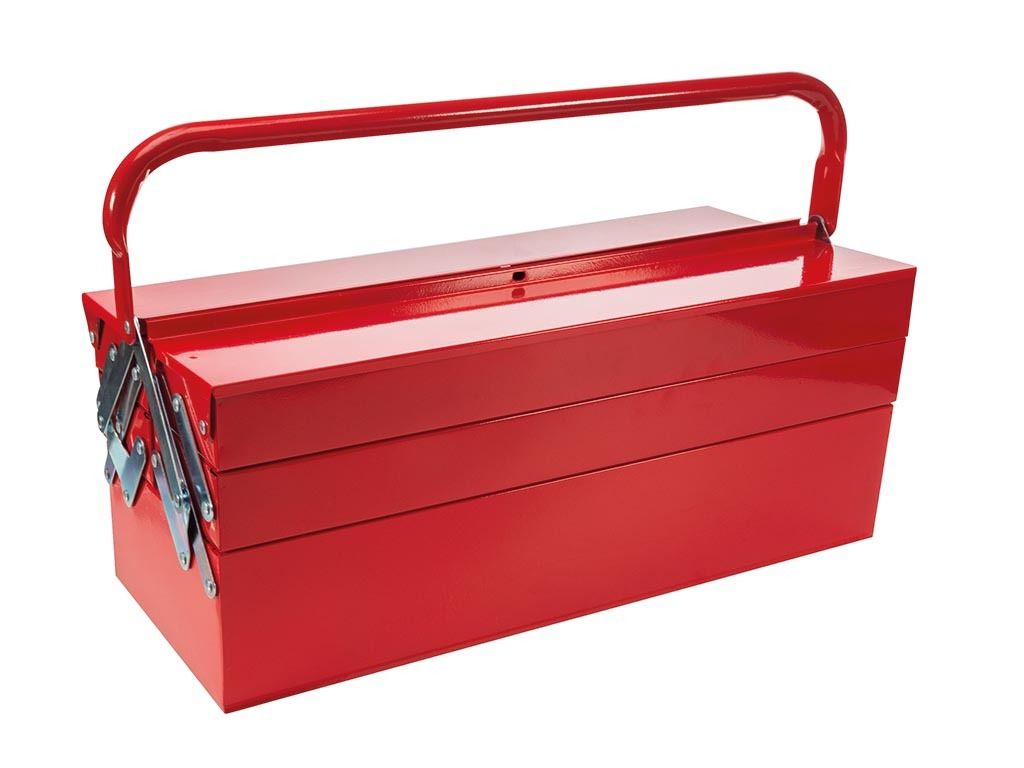 Toolland Metall Werkzeugkoffer 530 x 200 x 200 mm, 5 Fächer Cantilever System, roter Werkzeugkasten