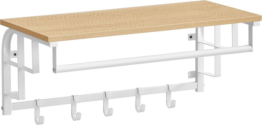 Wandgarderobe mit 5 Haken, goldene Eiche-Wolkenweiß