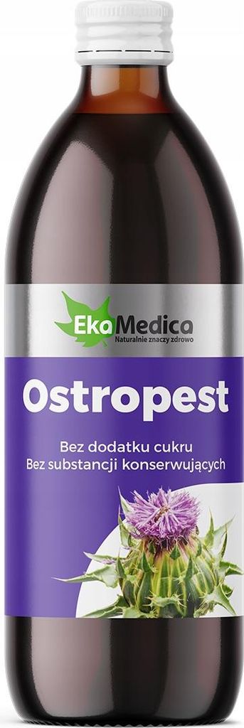 A bottle of EkaMedica Mariendistel Saft on a white background.