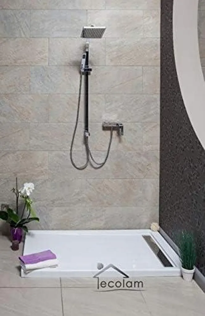 Bac à douche rectangulaire 100x80 cm extra-plat avec kit d'évacuation
