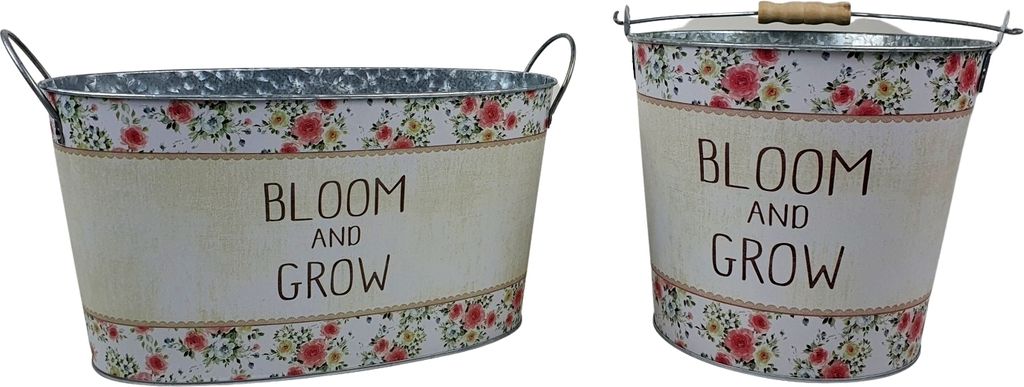 Blumentopf 2er Set Metall Blumen Übertopf Pflanzwanne