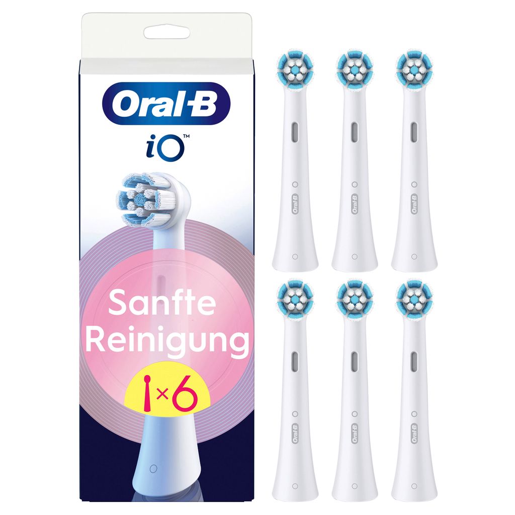 Oral-B Brosses à dents iO Nettoyage doux, pack de 6, blanc Image du produit 