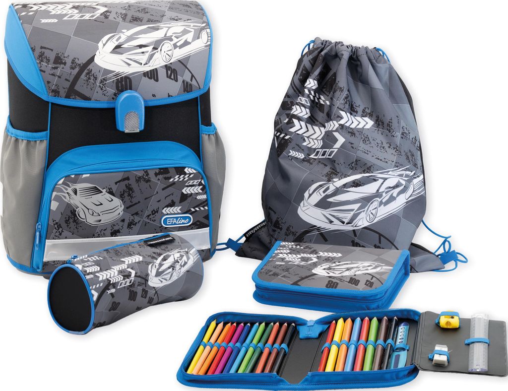 Eberhard Faber-577656 Schulranzenset EFAlino Race car blau Produktbild 