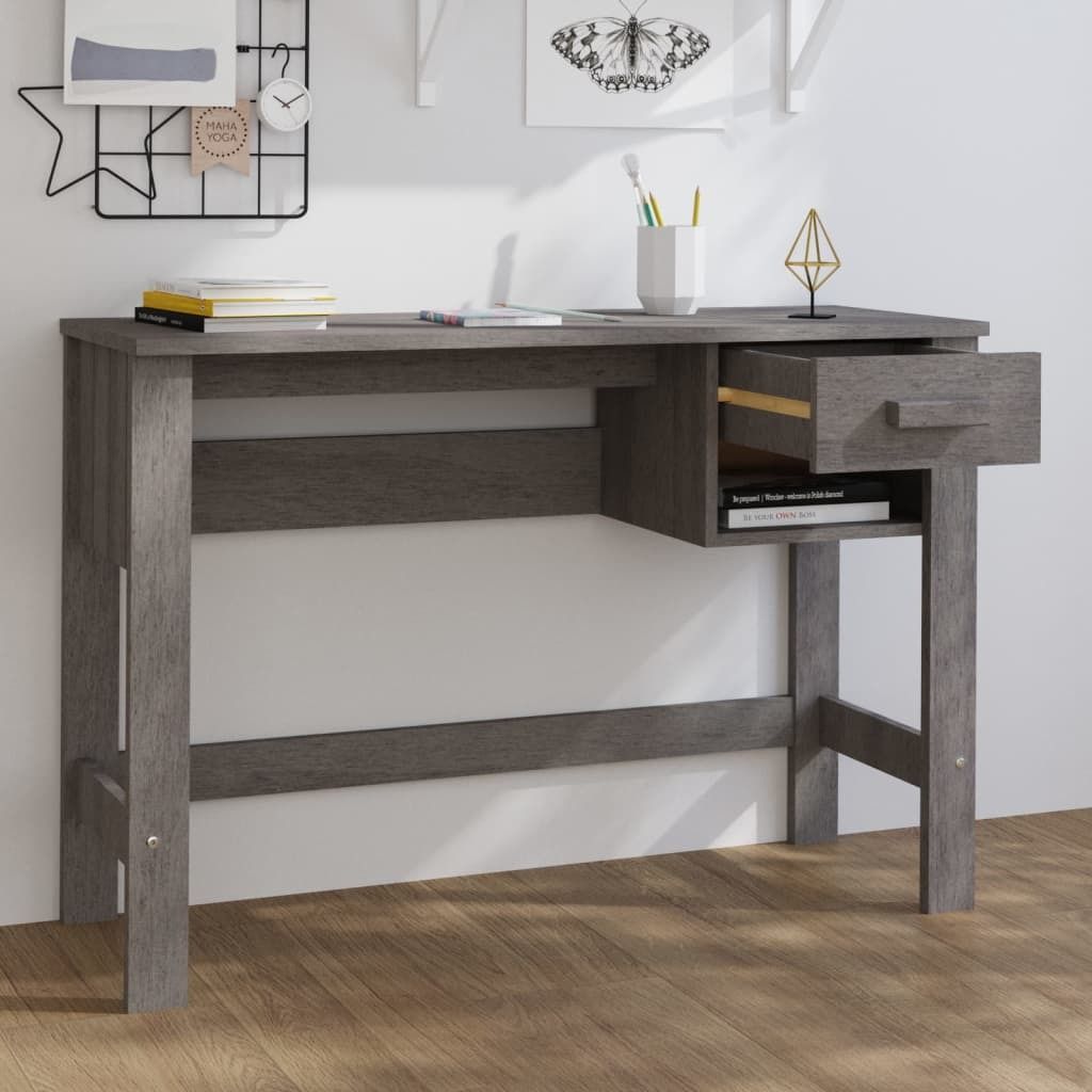 "SALE 2026"Kommoden - Grau Schreibtisch HAMAR Hellgrau 110x40x75cm Massivholz Kiefer Stabli Möbel3170943