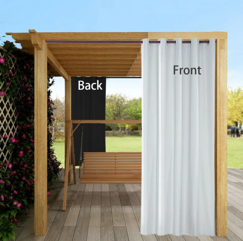 Rideau Occultant Étanche Blanc Anti-UV pour Gazebo et Maison de Plage